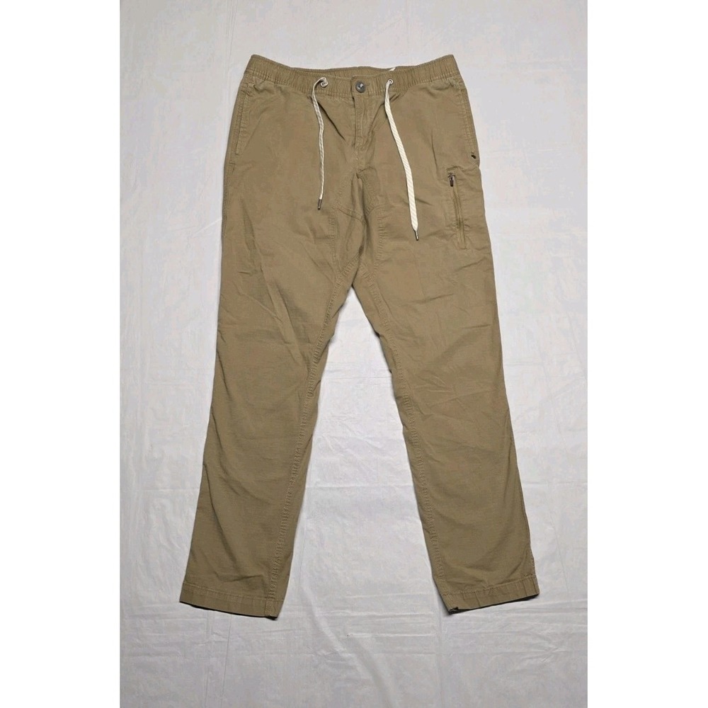 Vuori Mens Large Ripstop Climber Pants Khaki Tan V412 Cotton Stretch Drawstring